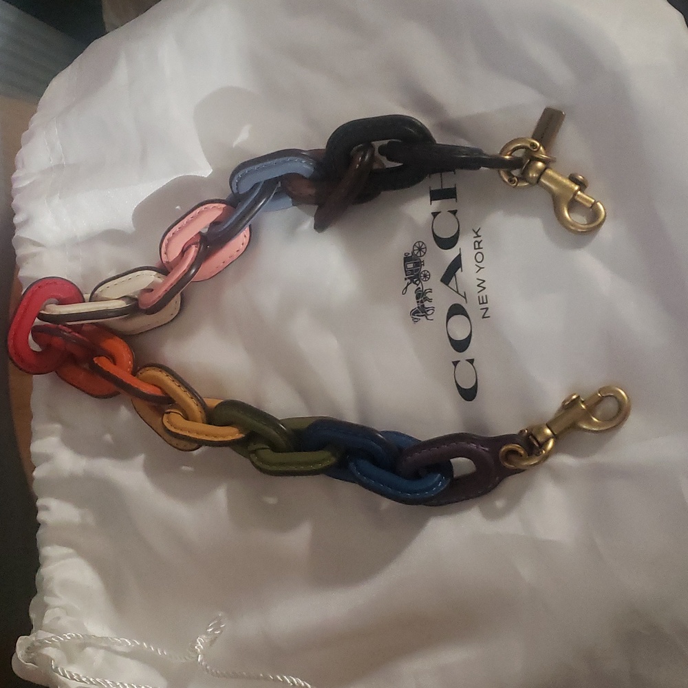 Coach rainbow leather covered short strap